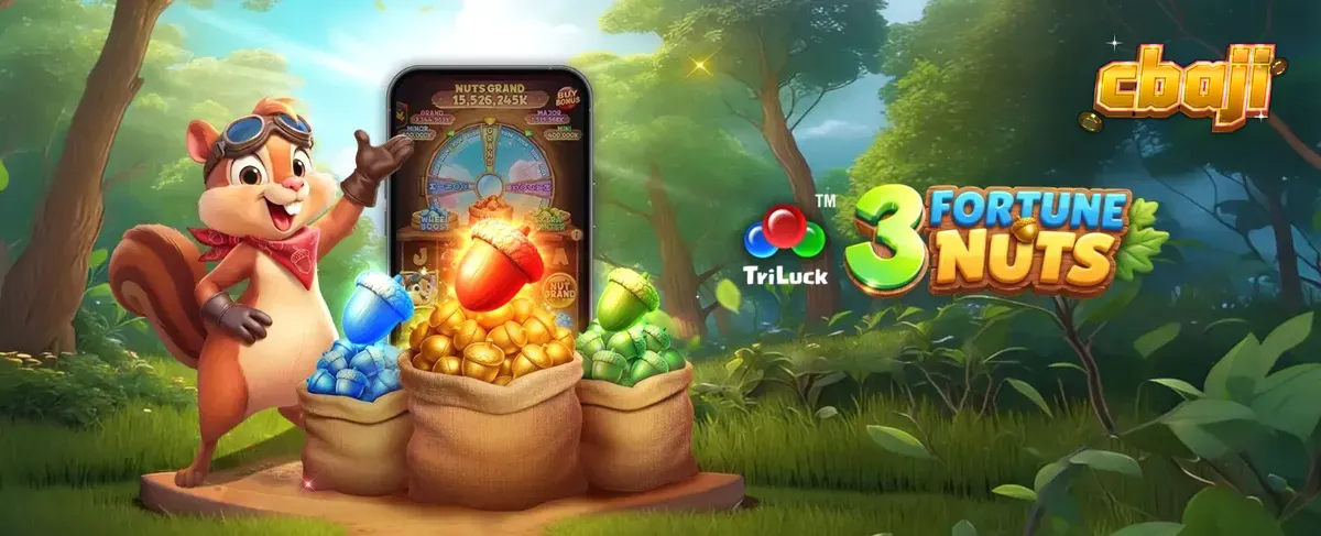 3 Fortune Nuts স্লট গেমের রঙিন অরণ্য থিম এবং কাঠবিড়ালি চরিত্র